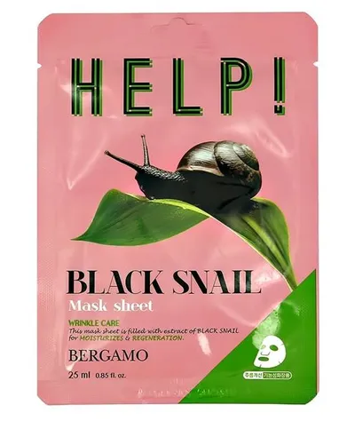 Bergamo Specialist Help! Black Snail Mask Sheet (Maseczka do twarzy z ekstraktem z czarnego ślimaka)