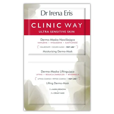 Dr Irena Eris Clinic Way, Ultra Sensitive Skin, 2 w 1 Dermo-maska nawilżająca + Dermo-maska liftingująca
