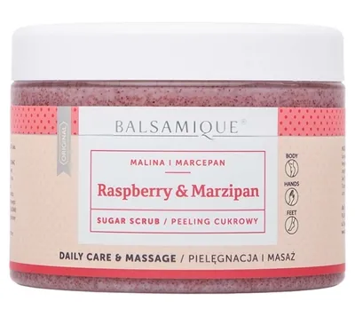 Balsamique Daily Care & Massage, Sugar Scrub Raspberry & Marzipan (Peeling cukrowy `Malina z marcepanem`)