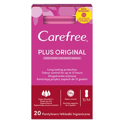 Carefree Plus Original Light Scent Pantyliners (Wkładki higieniczne o delikatnym zapachu pojedynczo pakowane)