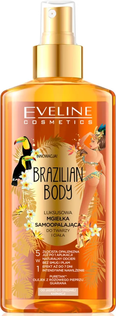 Eveline Cosmetics Brazilian Body, Luksusowa mgiełka samoopoalająca 5 w 1 jasna i średnia karnacja