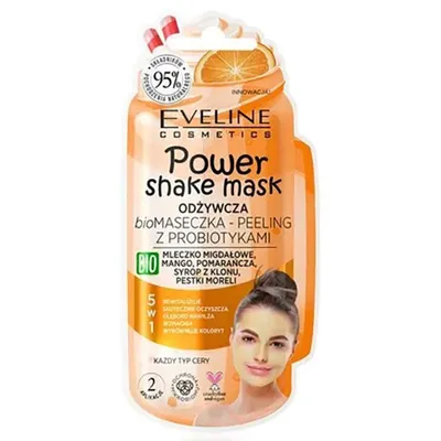 Eveline Cosmetics Power Shake Mask, Odżywcza bio maseczka-peeling z probiotykami