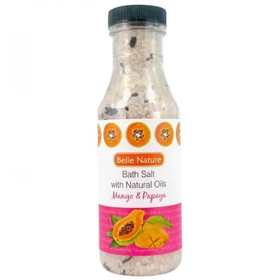 Belle Nature Bath Salt with Naturals Oil Mango & Papaya (Sól do kąpieli z naturalnymi olejkami i płatkami kwiatów o zapachu mango z papają)