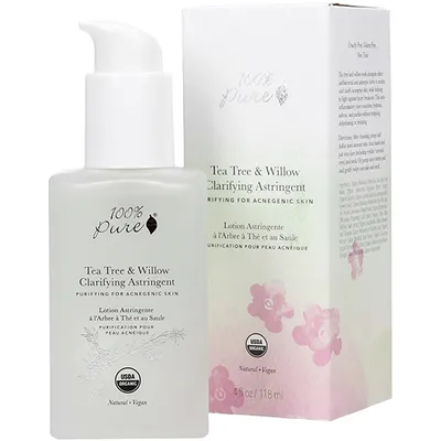 100% Pure Tea Tree & Willow Clarifying Astringent - Facial Toner (Tonik antybakteryjny)