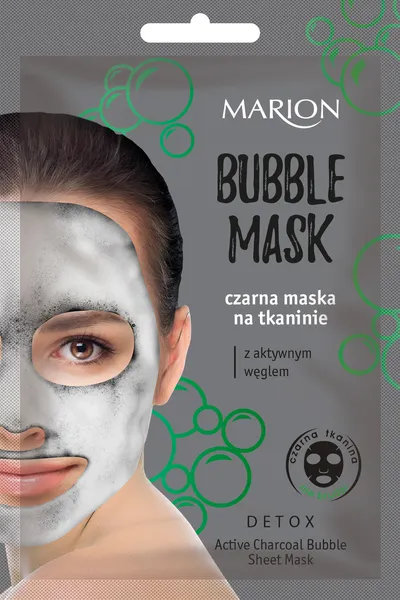 Marion Detox, Bubble Mask Czarna maska na tkaninie z aktywnym węglem