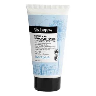 Bio Happy Neutral & Delicate, Crema Mani Dermopurificante Idratante Tea Tree (Oczyszczający krem do rąk `Drzewo herbaciane`)