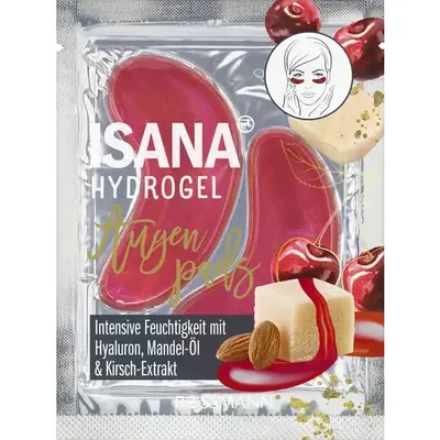 Isana Hydrogel Augenpads Hyaluon, Mandelol und Kirschextrakt (Płatki pod oczy)