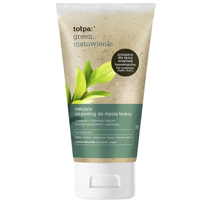 Tołpa Green, Matowienie., Matujący żel-peeling do mycia twarzy