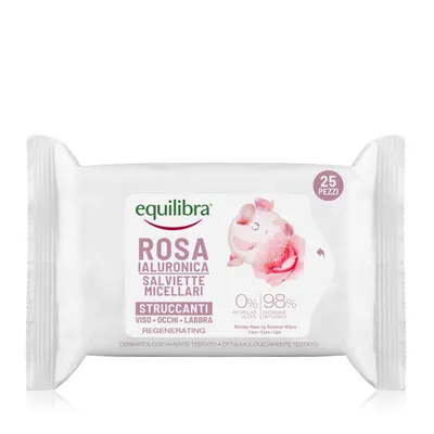 Equilibra Rosa Ialuronica, Salviette Micellari (Różane chusteczki do demakijażu z kwasem hialuronowym)