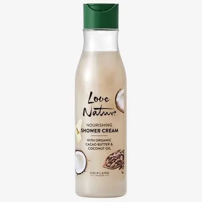 Oriflame Love Nature, Nourishing Shower Cream with Organic Cocoa Butter & Coconut Oil (Odżywczy żel pod prysznic)