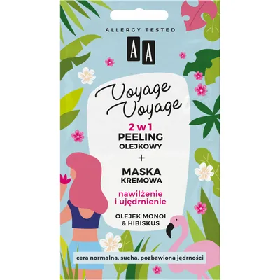 AA Voyage Voyage, 2w1 Peeling olejkowy + maska kremowa `Olejek monoi i hibiskus`