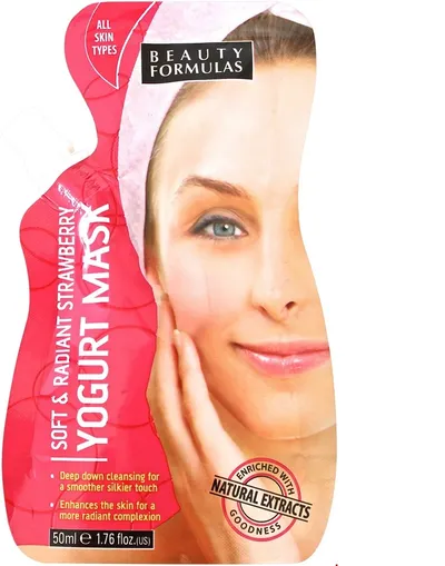 Beauty Formulas Soft & Radiant Strawberry Yogurt Mask (Wygładzająco-rozświetlająca maseczka 'Truskawka i jogurt')