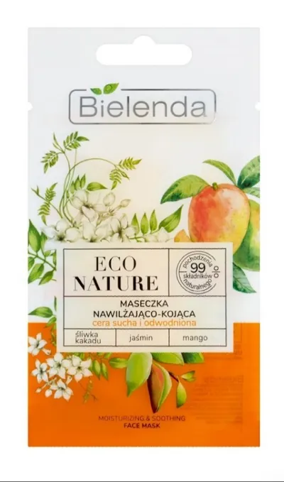 Bielenda Eco Nature, Nawilżająco-kojąca maseczka do twarzy `Śliwka Kakadu, jaśmin i mango`