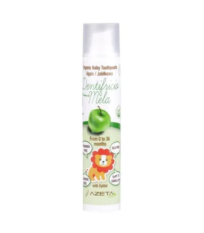 Azeta Bio Organic Baby Toothpaste Apple (Organiczna pasta do zębów bez fluoru dla dzieci 0-36M jabłkowa)