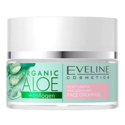 Eveline Cosmetics Organic Aloe + Collagen, Nawilżająco-łagodzący krem-żel do twarzy