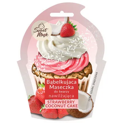 Marion Sweet Mask,  Bąbelkująca maseczka do twarzy  nawilżająca `Strawberry & Coconut Cake`