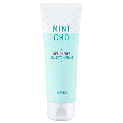 A'pieu Mint Cho, Sebum Free Oil Catch Foam (Oczyszczająca pianka do twarzy)