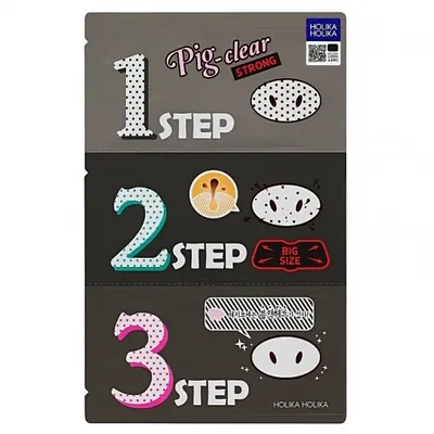 Holika Holika Pig Clear Strong, 3 Step Kit (Oczyszczające plasterki na nos)