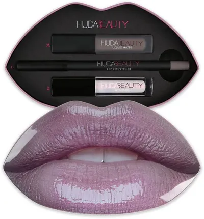 Huda Beauty Lip Tin, Contour & Strobe Set (Zestaw do konturowania ust)