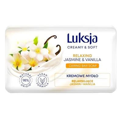 Luksja Creamy & Soft, Relaxing Jasmine & Vanilla Caring Bar Soap (Kremowe mydło w kostce `Jaśmin i wanilia`)