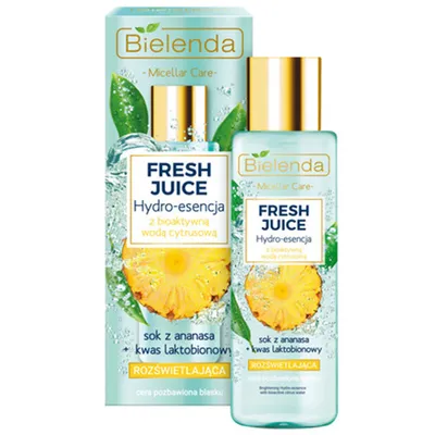 Bielenda Fresh Juice, Rozświetlająca hydro - esencja z bioaktywną wodą cytrusową `Sok z ananasa + kwas laktobionowy`