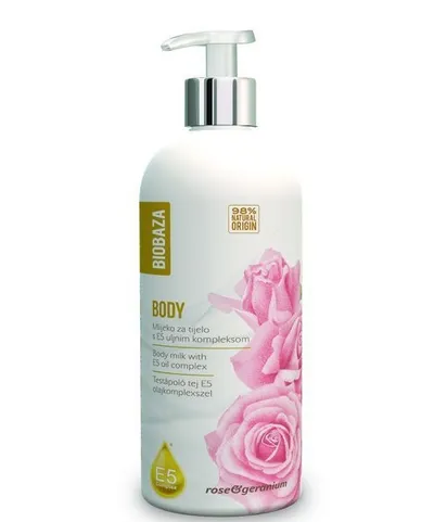 Biobaza Body, Rose & Geranium Body Milk with E5 Oil Complex (Mleczko do ciała z kompleksem olejków E5)