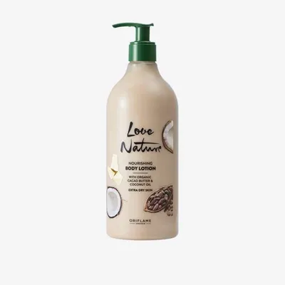 Oriflame Love Nature, Nourishing Body Lotion with Organic Cocoa Butter & Coconut Oil (Kremowy balsam do ciała z naturalnym organicznym masłem kakaowym i olejem kokosowym)