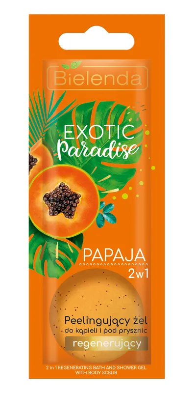 Bielenda Exotic Paradise, Peelingujący żel pod prysznic i do kąpiel regenerujący 2 w 1 `Papaja`