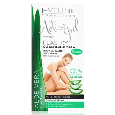 Eveline Cosmetics Active Epil, Aloe vera + Argan Oil, Plastry do depilacji ciała