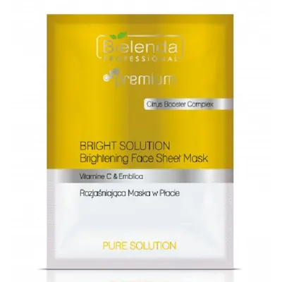 Bielenda Professional Face Program, Citrus Booster Complex, Bright Solution Brightening Face Sheet Mask (Rozjaśniająca maska w płachcie)