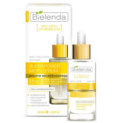 Bielenda Skin Clinic Profesional, Super Power Mezo Serum, Aktywne serum rozjaśniające anti - age na dzień i na noc