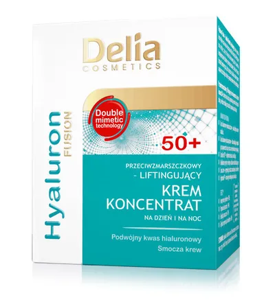 Delia Hyaluron Fusion, Liftingujący krem koncentrat na dzien i na noc 50+