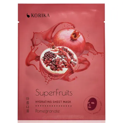 Korika SuperFruits, Hydrating Sheet Mask Pomegranate (Maska nawilżająca w płacie)