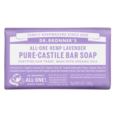 Dr. Bronner's All-One Hemp Lavender Pure-Castile Bar Soap (Mydło lawendowe w kostce)