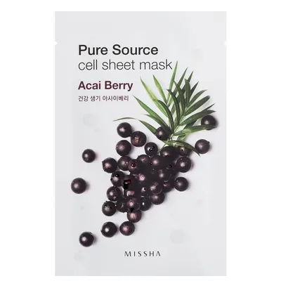 Missha Pure Source, Cell Sheet Mask 'Acai Berry' (Maseczka w płachcie na bazie jagód acai o działaniu regenerującym)