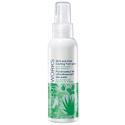 Avon Foot Works, Beautiful, Mint & Aloe, Cooling Foot Spray (Chłodzący spray do stóp i nóg z miętą i aloesem)