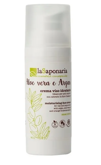 La Saponaria Crema Viso Idratante Aloe Vera e Argan (Krem nawilżający `Aloes i argan`)