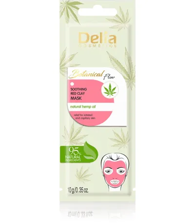 Delia Botanical Flow, Łagodząca maseczka z czerwoną glinką i naturalnym olejem konopnym