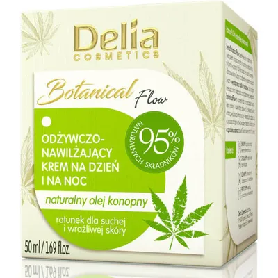 Delia Botanical Flow, Odżywczo - nawilżający krem na dzień i na noc z naturalnym olejem konopnym