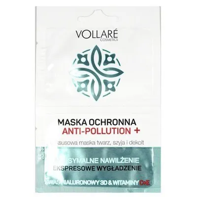 Vollare Cosmetics Luksusowa maska ochronna twarz, szyja, dekolt anti-pollution `Maksymalne nawilżenie, ekspresowe wygładzenie`