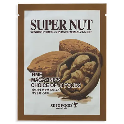SkinFood Super Nut, Facial Mask Sheet (Maska w płachcie z ekstraktem z 5 rodzajów orzechów)