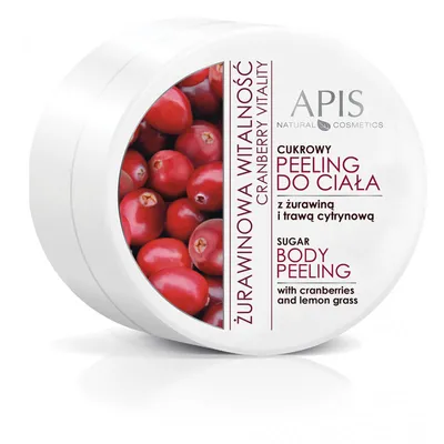 Apis Żurawinowa Witalność,  Cukrowy peeling do ciała z żurawiną i trawą cytrynową