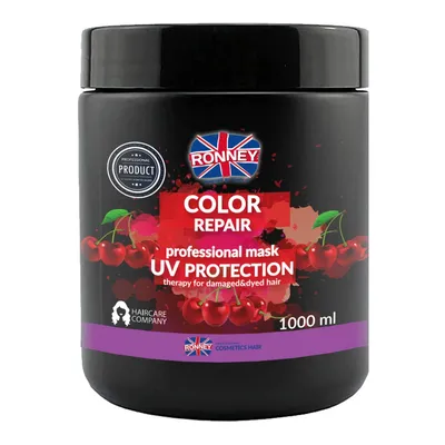 Ronney Professional,  Color Repair Cherry UV Protection Mask (Wiśniowa maska do włosów farbowanych)