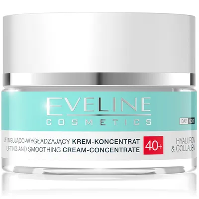 Eveline Cosmetics Hyaluron & Collagen, Liftingująco-wygładzający krem-koncentrat 40+