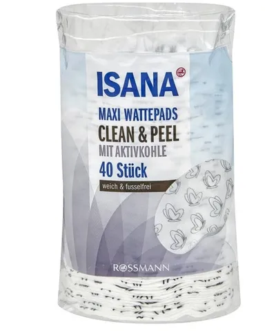 Isana Maxi Wattepads Clean & Peel mit Aktivkohle (Płatki do peelingu z aktywnym węglem)