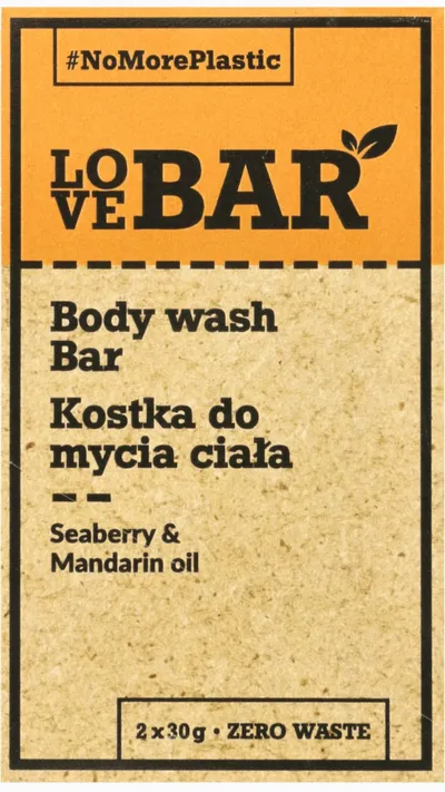 LoveBar Body Wash Bar Seaberry & Mandarin Oil (Kostka do mycia ciała `Rokitnik & olej z mandarynki`)