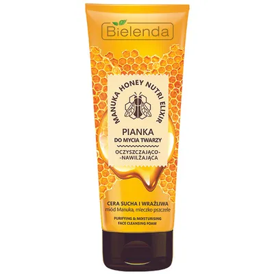 Bielenda Manuka Honey Nutri Elixir, Pianka do mycia twarzy oczyszczająco - nawilżająca