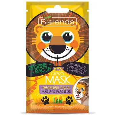 Bielenda Crazy Mask, Regenerująca maska w płacie 3D `Lew`