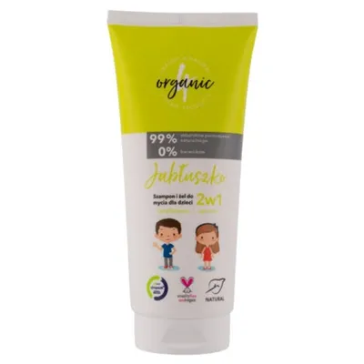 4Organic Kids, Szampon i żel do mycia dla dzieci 3+ 2 w 1 `Jabłuszko`