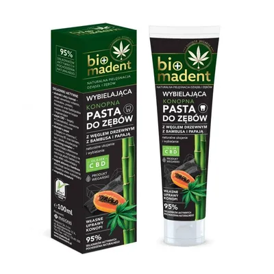 Bio Madent Konopna wybielająca pasta do zębów z węglem drzewnym i papają